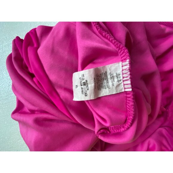 Hot Pink Ruched Bodycon Skirt XL Fashion Nova Stretchy Sexy Neon Mesh - Picture 5 of 5